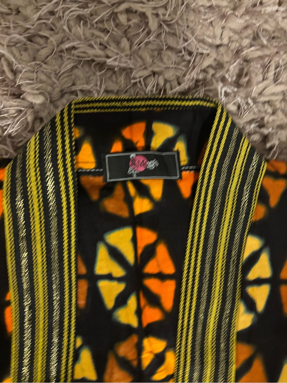 Vibrant Orange & Black Patterned Kimono Jacket - Picture 10 of 14